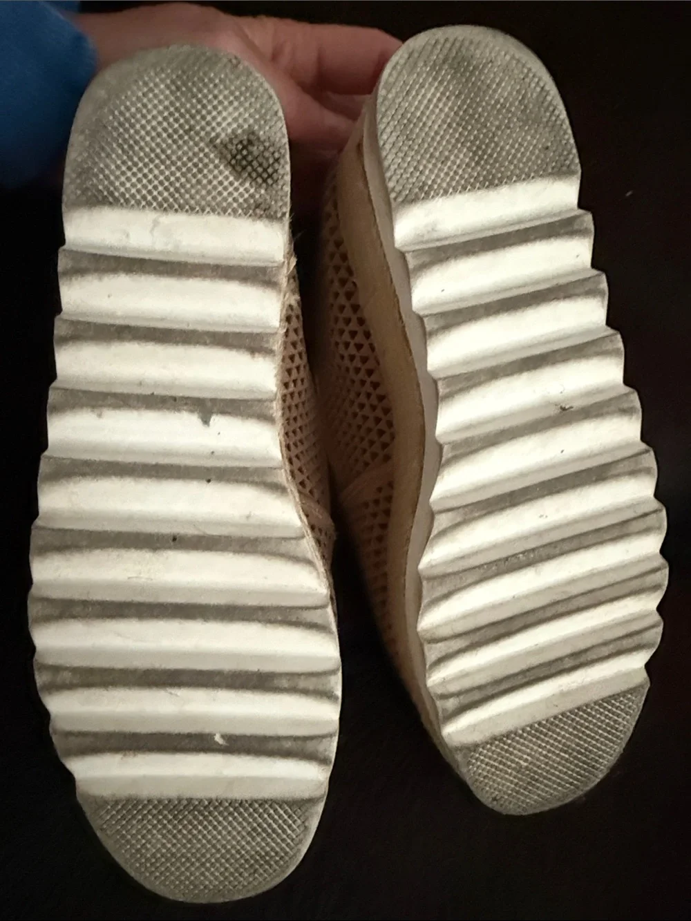 Steve Madden Nude Perforated Espadrille Platform Slip-On Sneakers